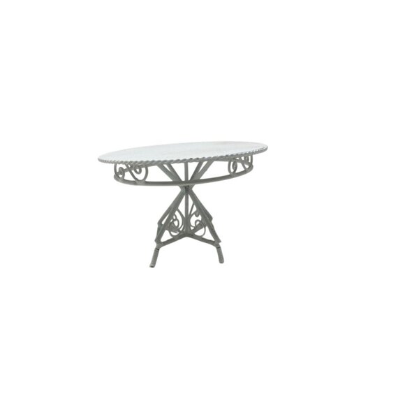 White Wrought Iron Dollhouse Outdoor Patio Set Table And 2 Chairs - Picture 6 of 8